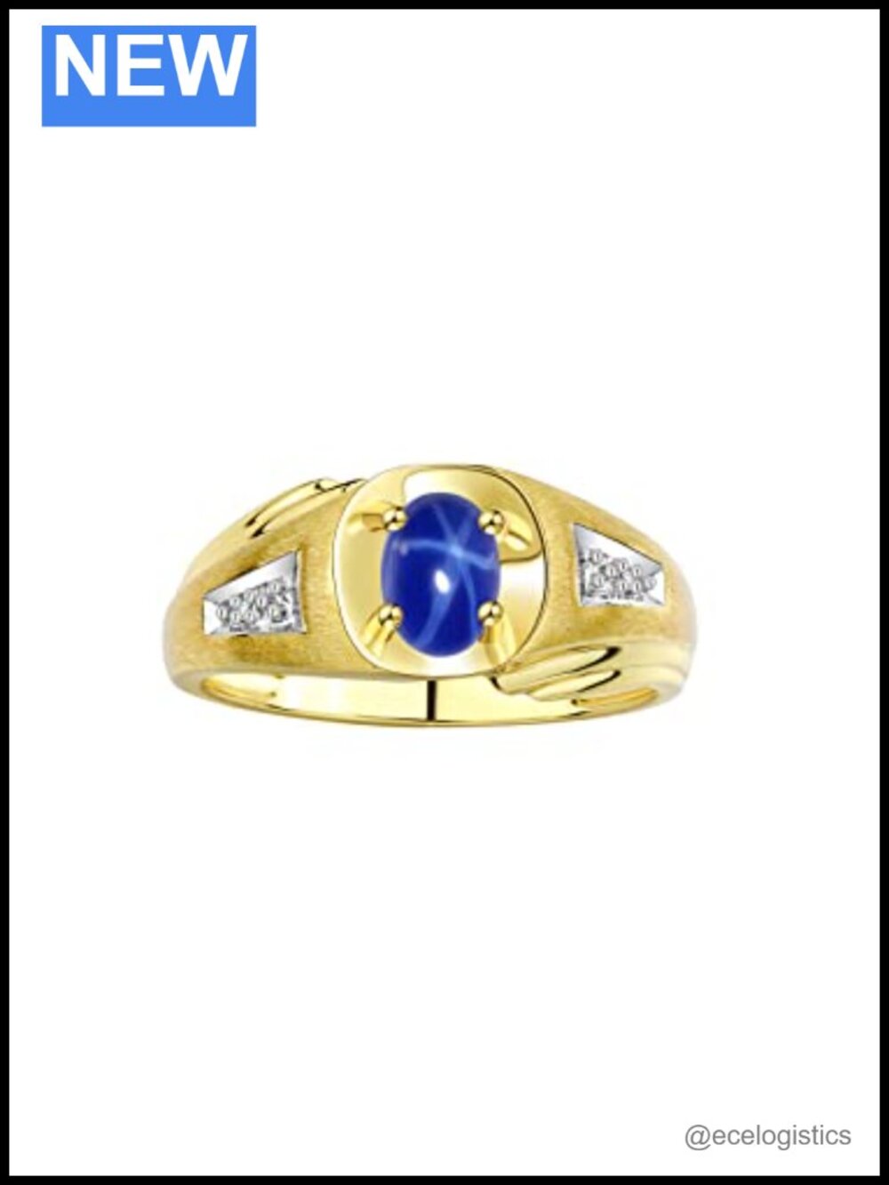 Men's Ring Yellow Gold Plated Silver Oval Gemstone